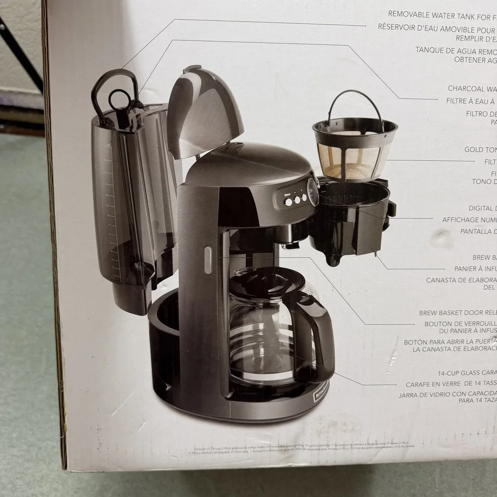 KitchenAid Coffee Maker 14 Cup Liquid Graphite KCM1402QG Glass Carafe New